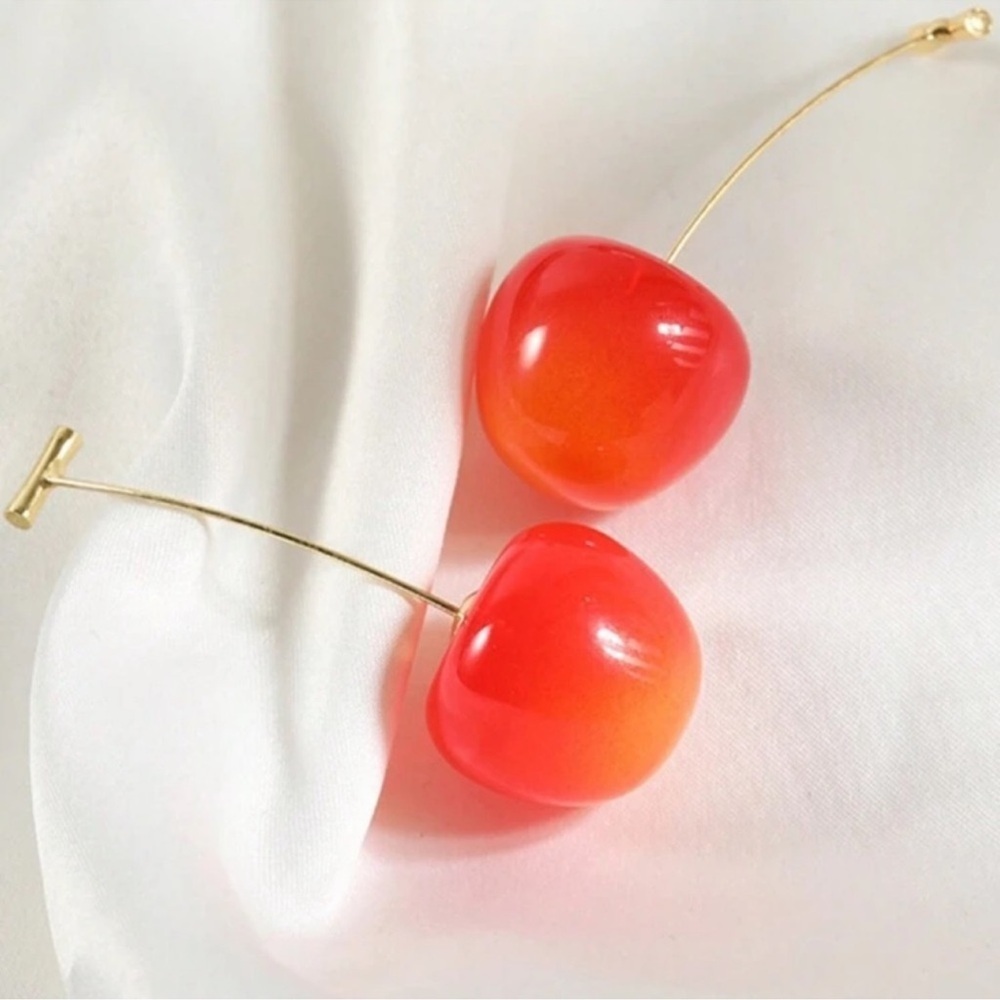 Anthropologie Red Cherry Drop Earrings